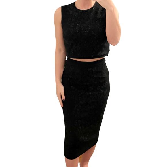 A.L.C. Rhinestone Leopard Two Piece Skirt Set Size 2 - Picture 1 of 12